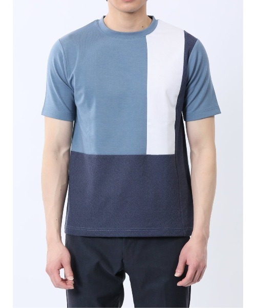 TAKA-Q(タカキュー)の「【吸水速乾 ストレッチ】タカキュー 異素材切替 クルーネック 半袖 Tシャツ(Tシャツ/カットソー・メンズ・ホワイト/ブルー・MEDIUM/LARGE/X-LARGE)」の16枚目の写真