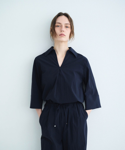 N.O.R.C(ノーク)の「ナイロンタスランスキッパーシャツ【AIRY MOTION】(シャツ/ブラウス・レディース・ネイビー/ブルー・フリー)」の4枚目の写真