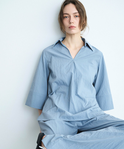 N.O.R.C(ノーク)の「ナイロンタスランスキッパーシャツ【AIRY MOTION】(シャツ/ブラウス・レディース・ネイビー/ブルー・フリー)」の5枚目の写真