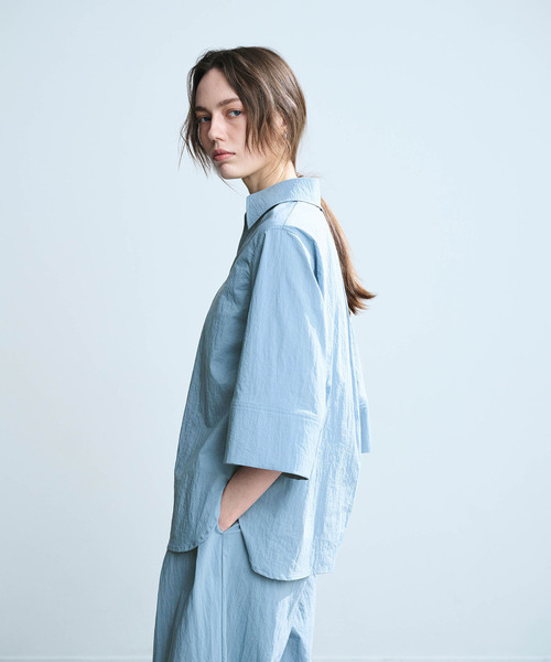 N.O.R.C(ノーク)の「ナイロンタスランスキッパーシャツ【AIRY MOTION】(シャツ/ブラウス・レディース・ネイビー/ブルー・フリー)」の8枚目の写真