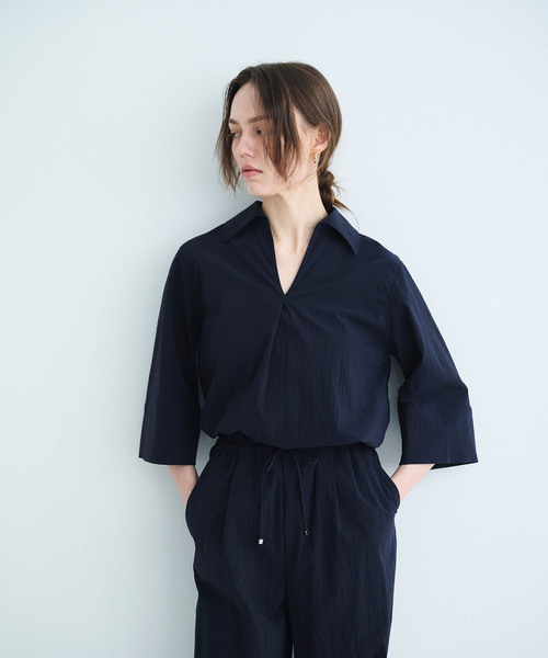 N.O.R.C(ノーク)の「ナイロンタスランスキッパーシャツ【AIRY MOTION】(シャツ/ブラウス・レディース・ネイビー/ブルー・フリー)」の1枚目の写真