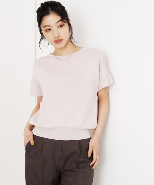 THE SHOP TK （ザ ショップ ティーケー ）の「さらさらフレアスリーブサマーニット【毛玉になりにくい/UV/洗濯機OK】（ニット/セーター・レディース・オフホワイト/ナチュラル/ブラック/ライトブルー/ダークブラウン/ワインレッド・12/13）」の4枚目の写真