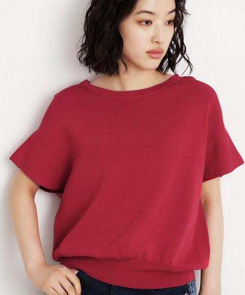 THE SHOP TK （ザ ショップ ティーケー ）の「さらさらフレアスリーブサマーニット【毛玉になりにくい/UV/洗濯機OK】（ニット/セーター・レディース・オフホワイト/ナチュラル/ブラック/ライトブルー/ダークブラウン/ワインレッド・12/13）」の8枚目の写真