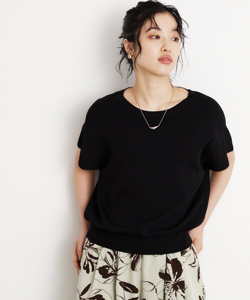 THE SHOP TK （ザ ショップ ティーケー ）の「さらさらフレアスリーブサマーニット【毛玉になりにくい/UV/洗濯機OK】（ニット/セーター・レディース・オフホワイト/ナチュラル/ブラック/ライトブルー/ダークブラウン/ワインレッド・12/13）」の7枚目の写真