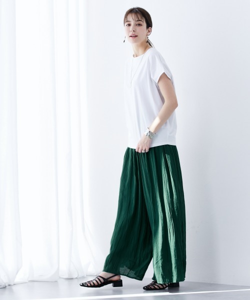 slattgir（スラットジール）の「高身長　スラブ素材ふわっと軽やかスカート見えワイドパンツ（トールサイズ）（その他パンツ・レディース・グリーン/グレイッシュベージュ/ブルーグレー/ブラック・TM/TL/TLL/T3L/T4L/T5L）」の18枚目の写真