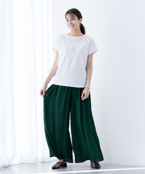slattgir（スラットジール）の「高身長　スラブ素材ふわっと軽やかスカート見えワイドパンツ（トールサイズ）（その他パンツ・レディース・グリーン/グレイッシュベージュ/ブルーグレー/ブラック・TM/TL/TLL/T3L/T4L/T5L）」の19枚目の写真