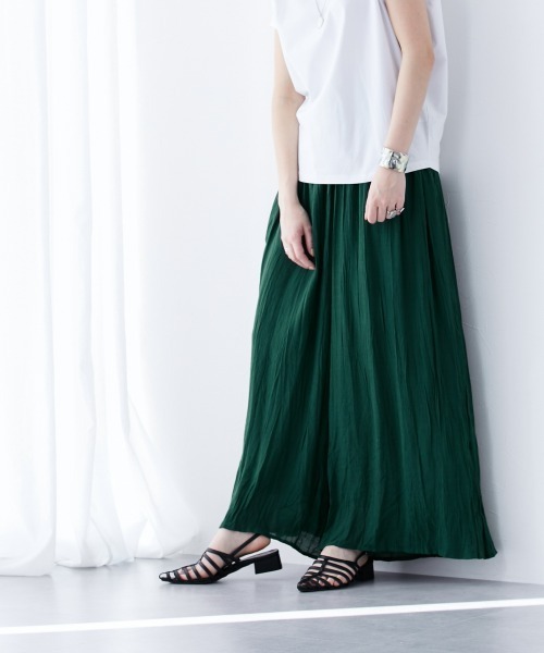 slattgir（スラットジール）の「高身長　スラブ素材ふわっと軽やかスカート見えワイドパンツ（トールサイズ）（その他パンツ・レディース・グリーン/グレイッシュベージュ/ブルーグレー/ブラック・TM/TL/TLL/T3L/T4L/T5L）」の21枚目の写真