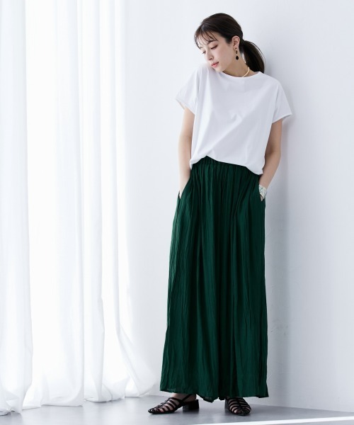 slattgir（スラットジール）の「高身長　スラブ素材ふわっと軽やかスカート見えワイドパンツ（トールサイズ）（その他パンツ・レディース・グリーン/グレイッシュベージュ/ブルーグレー/ブラック・TM/TL/TLL/T3L/T4L/T5L）」の22枚目の写真