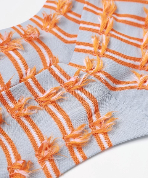 mintdesigns（ミントデザインズ）の「RIBBON JACQUARD SOCKS（ソックス/靴下・レディース・ミント/ネイビー/オレンジ/レッド・M）」の8枚目の写真