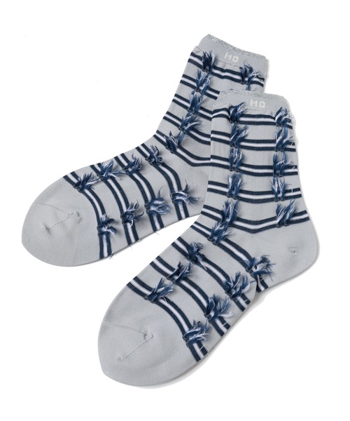 mintdesigns（ミントデザインズ）の「RIBBON JACQUARD SOCKS（ソックス/靴下・レディース・ミント/ネイビー/オレンジ/レッド・M）」の9枚目の写真