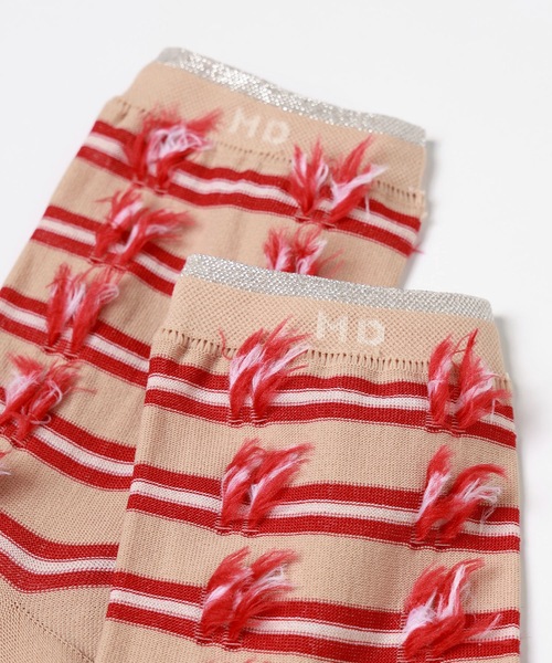 mintdesigns（ミントデザインズ）の「RIBBON JACQUARD SOCKS（ソックス/靴下・レディース・ミント/ネイビー/オレンジ/レッド・M）」の13枚目の写真