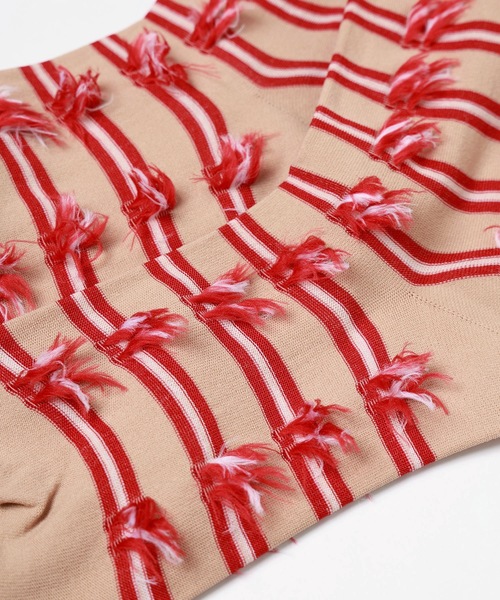 mintdesigns（ミントデザインズ）の「RIBBON JACQUARD SOCKS（ソックス/靴下・レディース・ミント/ネイビー/オレンジ/レッド・M）」の14枚目の写真