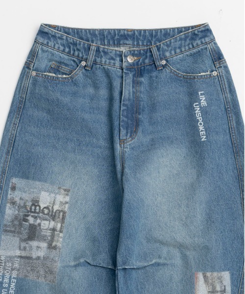 Denim Print Pants MAISON SPECIAL デニム ブルー Low Waist Photo Print Denim Pants