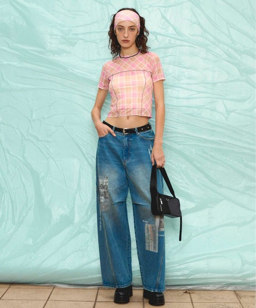 メゾンスペシャル　ローウエストフォトプリントデニムパンツ Low Waist Photo Print Denim Pants/ローウエストフォトプリント