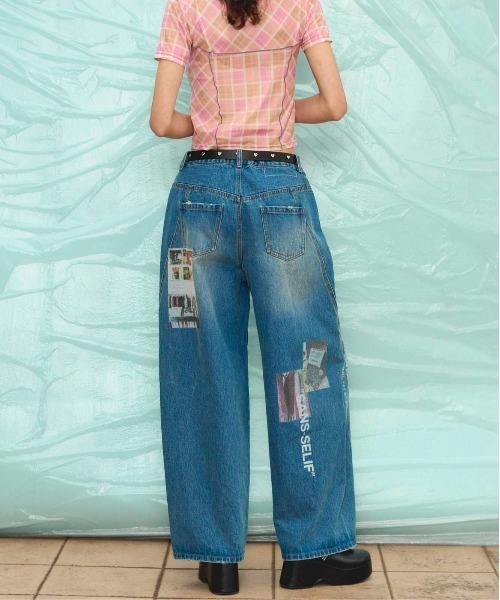 Low Waist Photo Print Denim Pants/ローウエストフォトプリント