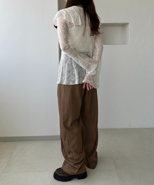 apres jour clair（アプレジュールクレア）の「【apres jour clair】レースアップフリルトップス（Tシャツ/カットソー・レディース・アイボリー/ピンクベージュ/ブラック・フリー/X-LARGE）」の10枚目の写真