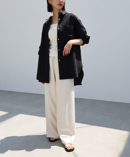 Plage ブルー　【定番】Linen オーバーサイズシャツ 2025年最新】PLAGE シャツ ブルーの人気アイテム - メルカリ