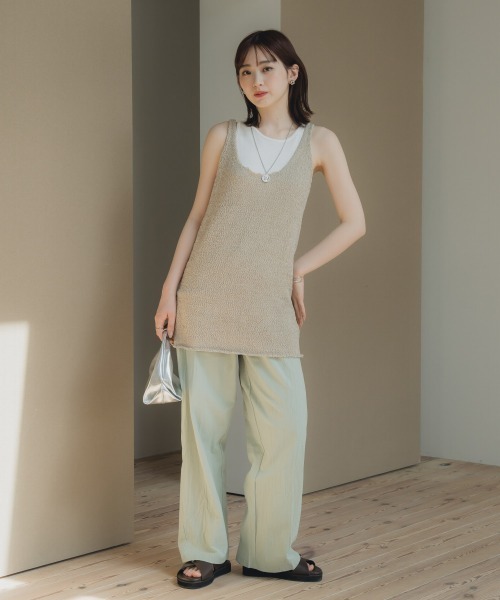 slattgir(スラットジール)の「高身長 ニットアンサンブル(トールサイズ)Essenave(タンクトップ・レディース・ベージュ系/ブラック系・TLL/TM/T3L/TL/T5L/T4L)」の8枚目の写真