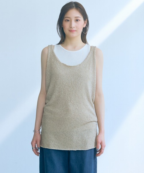 slattgir(スラットジール)の「高身長 ニットアンサンブル(トールサイズ)Essenave(タンクトップ・レディース・ベージュ系/ブラック系・TLL/TM/T3L/TL/T5L/T4L)」の14枚目の写真