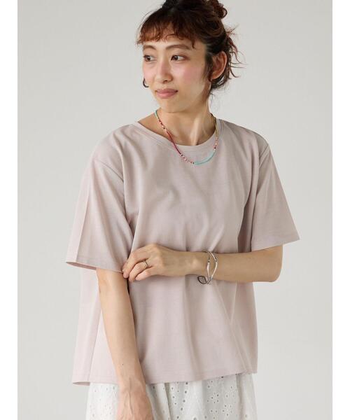 Lugnoncure（ルノンキュール）の「プレーティングバックシャンTシャツ（Tシャツ/カットソー・レディース・チャコールグレー/グリーン/オフホワイト/ブラック/ベージュ・F）」の5枚目の写真