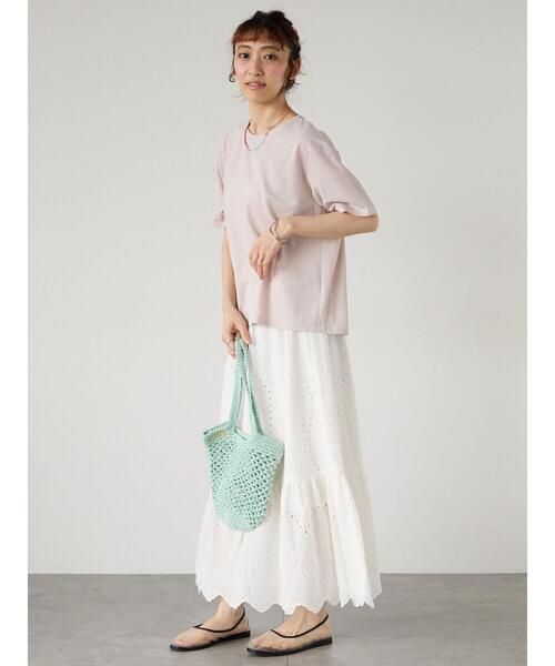 Lugnoncure（ルノンキュール）の「プレーティングバックシャンTシャツ（Tシャツ/カットソー・レディース・チャコールグレー/グリーン/オフホワイト/ブラック/ベージュ・F）」の19枚目の写真