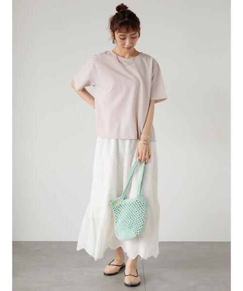 Lugnoncure（ルノンキュール）の「プレーティングバックシャンTシャツ（Tシャツ/カットソー・レディース・チャコールグレー/グリーン/オフホワイト/ブラック/ベージュ・F）」の18枚目の写真