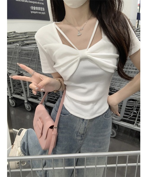 seventen フロントリボンシャツ 半袖 チェック Tシャツ Aライン seventen フロントリボンシャツ 半袖 チェック Tシャツ Aライン
