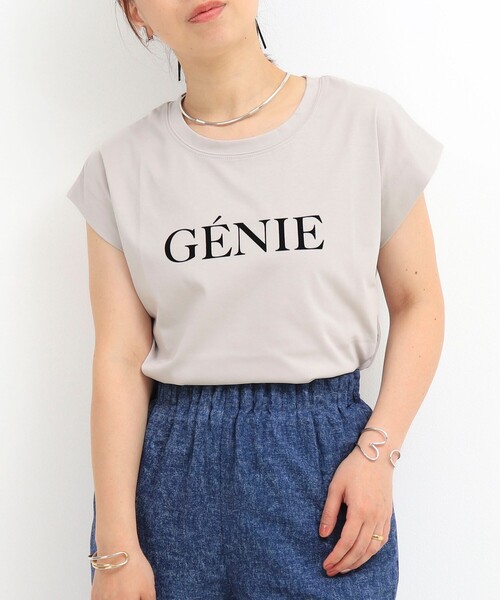 MICO COULIER（ミコクリエ）の「《接触冷感》《吸水速乾》DRY COTTONフロッキープリントノースリーブTシャツ（Tシャツ/カットソー・レディース・オフホワイト/チャコールグレー/グレイッシュベージュ・38）」の3枚目の写真