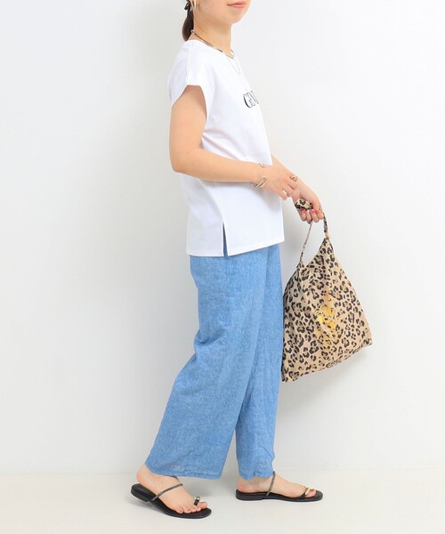 MICO COULIER（ミコクリエ）の「《接触冷感》《吸水速乾》DRY COTTONフロッキープリントノースリーブTシャツ（Tシャツ/カットソー・レディース・オフホワイト/チャコールグレー/グレイッシュベージュ・38）」の6枚目の写真