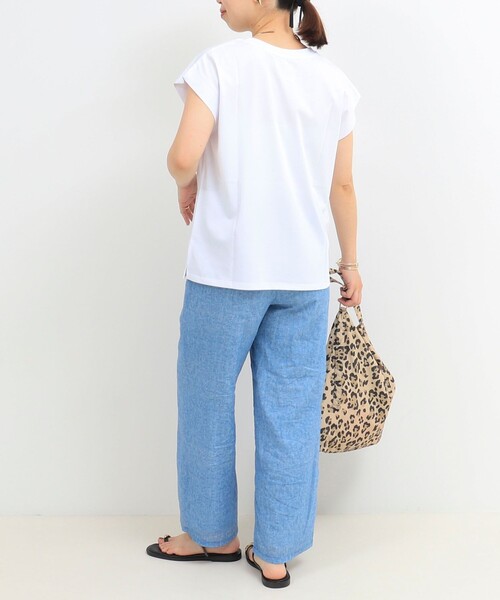 MICO COULIER（ミコクリエ）の「《接触冷感》《吸水速乾》DRY COTTONフロッキープリントノースリーブTシャツ（Tシャツ/カットソー・レディース・オフホワイト/チャコールグレー/グレイッシュベージュ・38）」の8枚目の写真