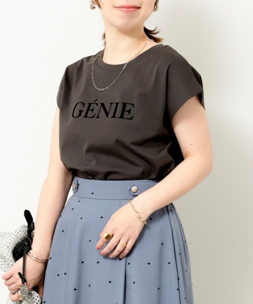 MICO COULIER（ミコクリエ）の「《接触冷感》《吸水速乾》DRY COTTONフロッキープリントノースリーブTシャツ（Tシャツ/カットソー・レディース・オフホワイト/チャコールグレー/グレイッシュベージュ・38）」の11枚目の写真