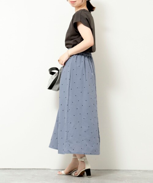 MICO COULIER（ミコクリエ）の「《接触冷感》《吸水速乾》DRY COTTONフロッキープリントノースリーブTシャツ（Tシャツ/カットソー・レディース・オフホワイト/チャコールグレー/グレイッシュベージュ・38）」の12枚目の写真