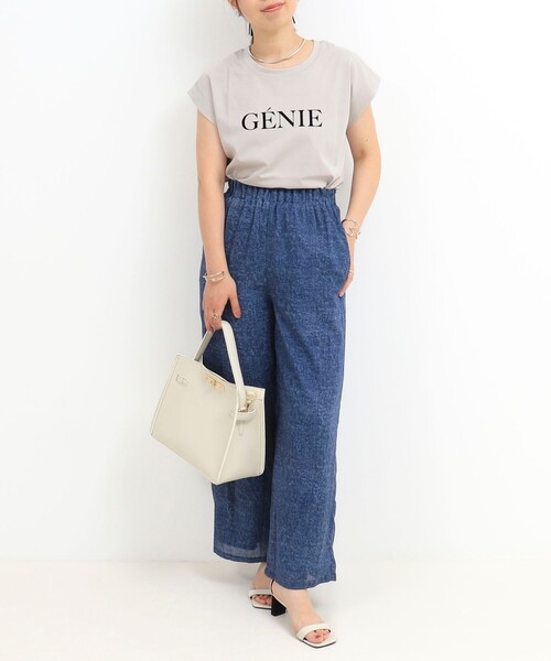 MICO COULIER（ミコクリエ）の「《接触冷感》《吸水速乾》DRY COTTONフロッキープリントノースリーブTシャツ（Tシャツ/カットソー・レディース・オフホワイト/チャコールグレー/グレイッシュベージュ・38）」の16枚目の写真