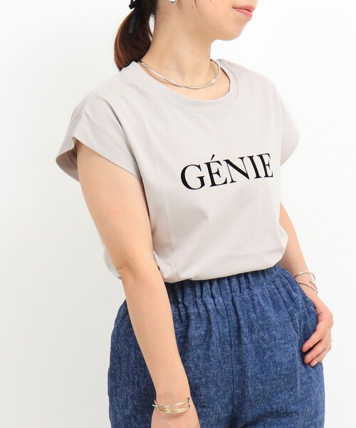 MICO COULIER（ミコクリエ）の「《接触冷感》《吸水速乾》DRY COTTONフロッキープリントノースリーブTシャツ（Tシャツ/カットソー・レディース・オフホワイト/チャコールグレー/グレイッシュベージュ・38）」の17枚目の写真