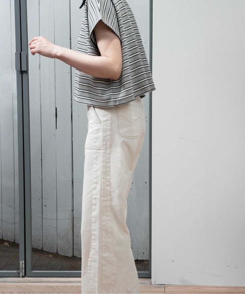 french sleeve multi border tops / フレンチスリーブマルチ