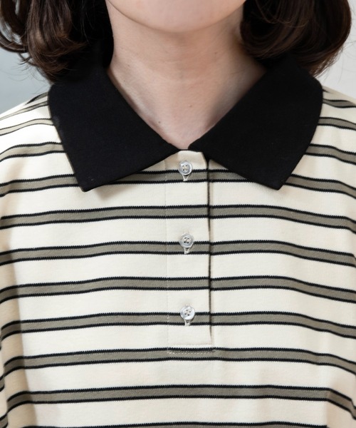 ブラウス シャツ french sleeve multi border tops / フレンチスリーブマルチボーダートップス レディース french sleeve multi border tops / フレンチスリーブマルチ