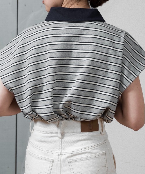 ブラウス シャツ french sleeve multi border tops / フレンチスリーブマルチボーダートップス レディース french sleeve multi border tops / フレンチスリーブマルチ