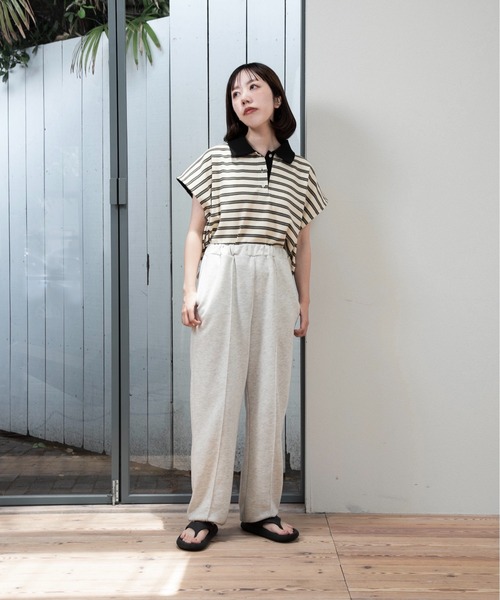 ブラウス シャツ french sleeve multi border tops / フレンチスリーブマルチボーダートップス レディース french sleeve multi border tops / フレンチスリーブマルチ