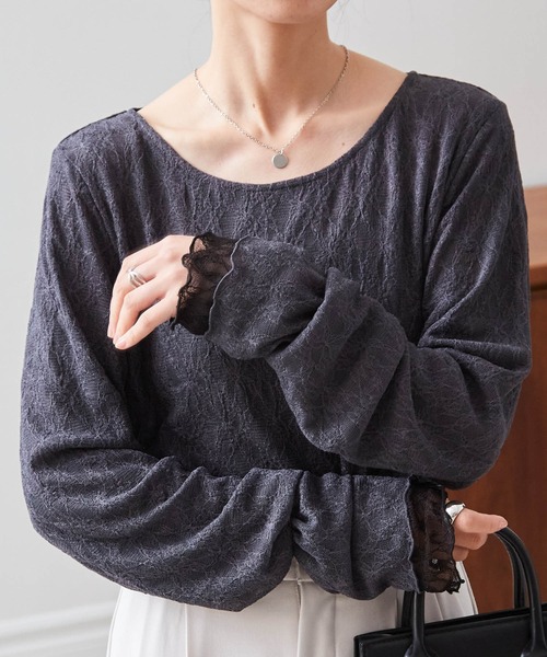 RANAN（ラナン）の「リバーシブルシアーレースT（Tシャツ/カットソー・レディース・チャコールグレー×ブラック/ホワイト系その他/ブラック×ホワイト・M/L/LL）」の15枚目の写真