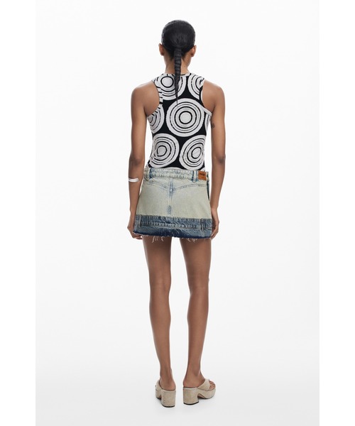 Desigual（デシグアル）の「ダブルウエストミニスカート（デニムスカート・レディース・ブルー・L/S/M/XL/XS）」の4枚目の写真