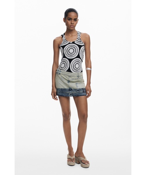 Desigual（デシグアル）の「ダブルウエストミニスカート（デニムスカート・レディース・ブルー・L/S/M/XL/XS）」の3枚目の写真