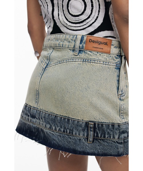 Desigual（デシグアル）の「ダブルウエストミニスカート（デニムスカート・レディース・ブルー・L/S/M/XL/XS）」の2枚目の写真