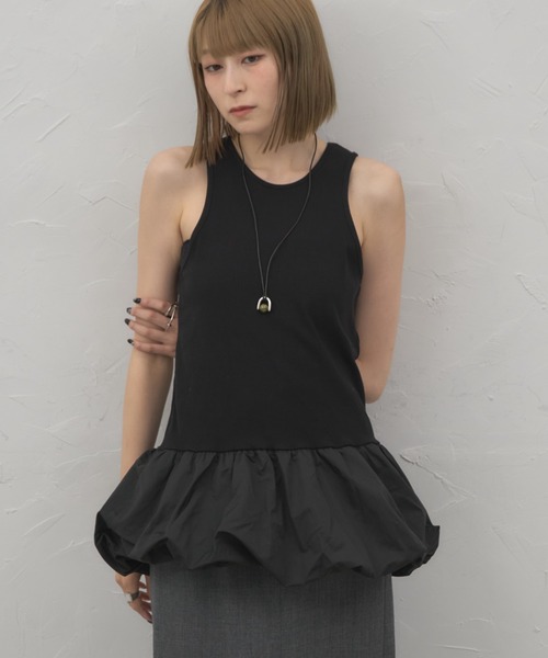 leimn（レイムン）の「タフタドッキングバルーンタンク（タンクトップ・レディース・ホワイト/ブラック・M）」の2枚目の写真