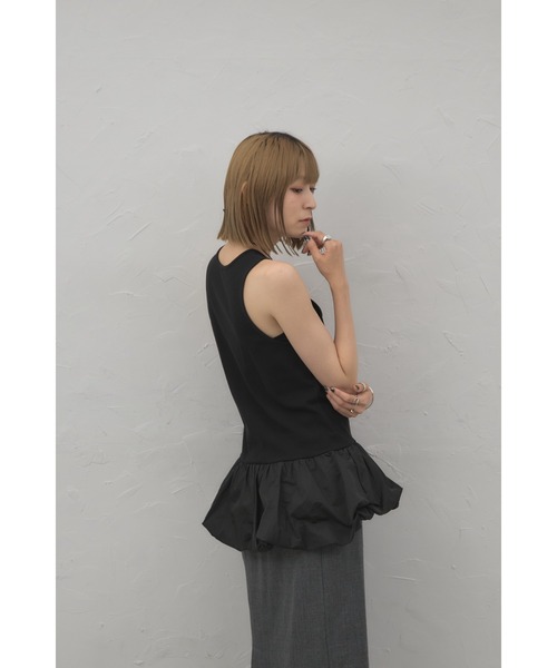 leimn（レイムン）の「タフタドッキングバルーンタンク（タンクトップ・レディース・ホワイト/ブラック・M）」の14枚目の写真