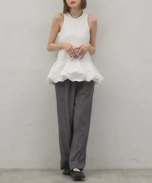 leimn（レイムン）の「タフタドッキングバルーンタンク（タンクトップ・レディース・ホワイト/ブラック・M）」の8枚目の写真