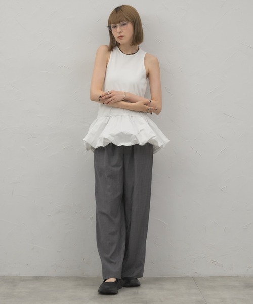 leimn（レイムン）の「タフタドッキングバルーンタンク（タンクトップ・レディース・ホワイト/ブラック・M）」の9枚目の写真