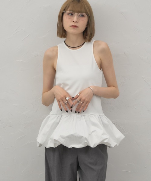 leimn（レイムン）の「タフタドッキングバルーンタンク（タンクトップ・レディース・ホワイト/ブラック・M）」の3枚目の写真