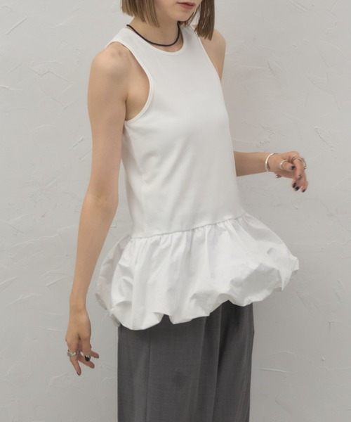 leimn（レイムン）の「タフタドッキングバルーンタンク（タンクトップ・レディース・ホワイト/ブラック・M）」の6枚目の写真