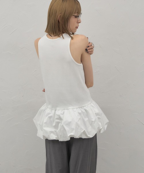 leimn（レイムン）の「タフタドッキングバルーンタンク（タンクトップ・レディース・ホワイト/ブラック・M）」の7枚目の写真