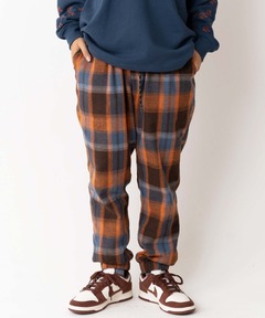 【暖】リバーシブルチェックテーパードパンツ